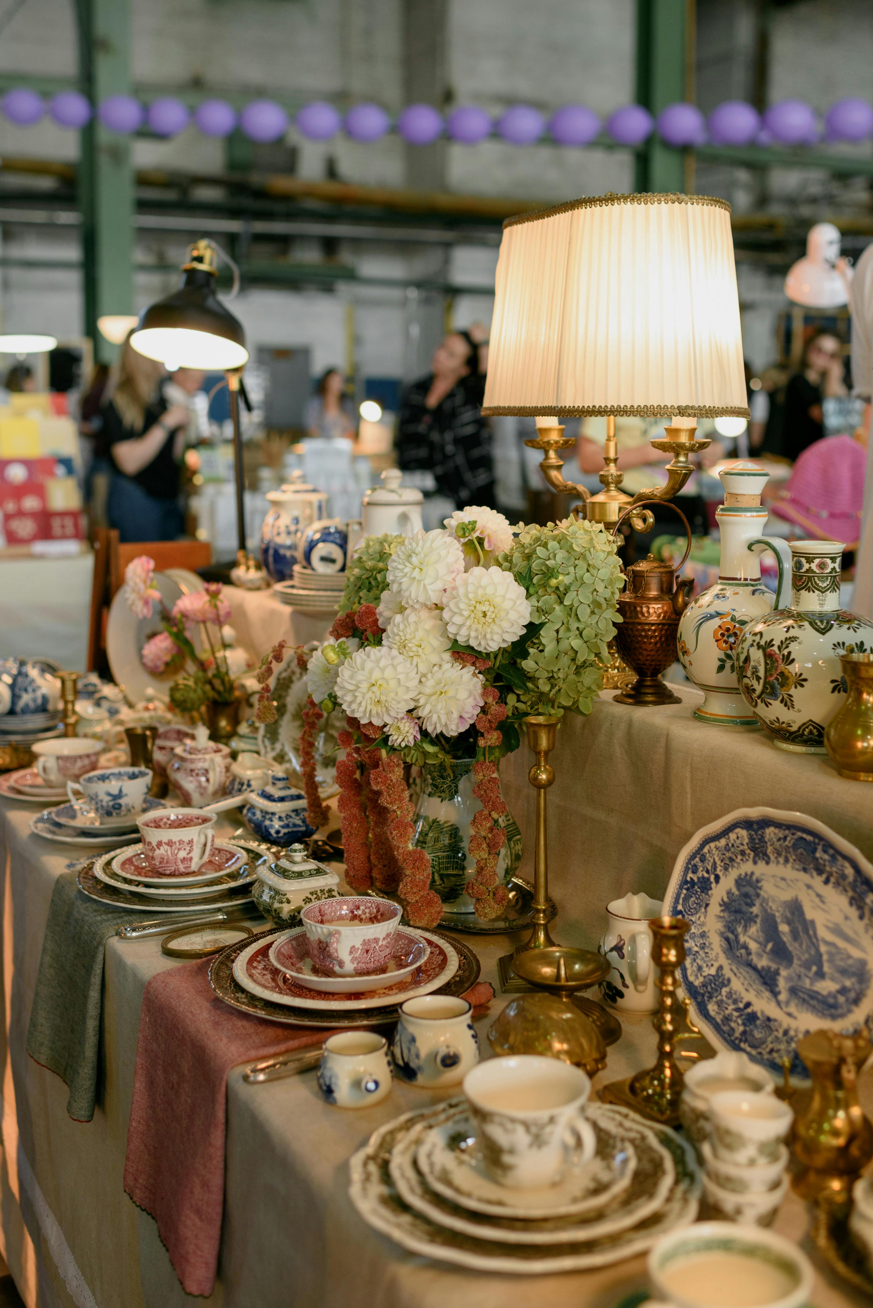 stall with pottery at the fair