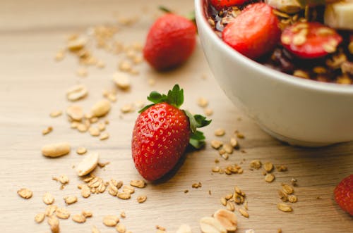 Free Photo of Strawberries Surrounded by Nuts Stock Photo