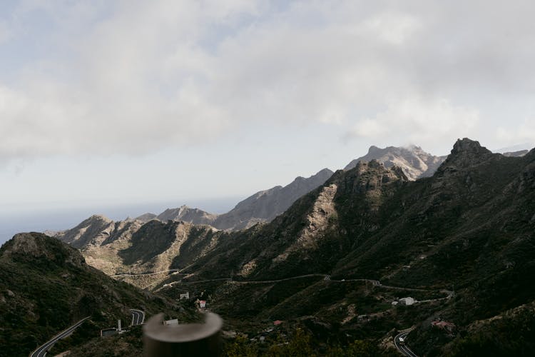 Long Curved Road In Mountains