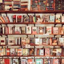 Assorted Title Books on Brown Wooden Shelf