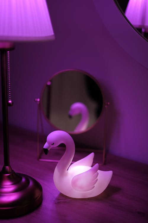 Figurine of Swan on Nightstand