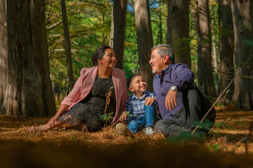 Boy with Grandparents in Forest