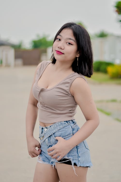 Photo of Woman wearing Denim Shorts