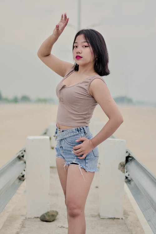 Photo of Woman wearing Denim Shorts