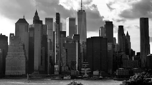 Grayscale Photo of the New York Skyline 