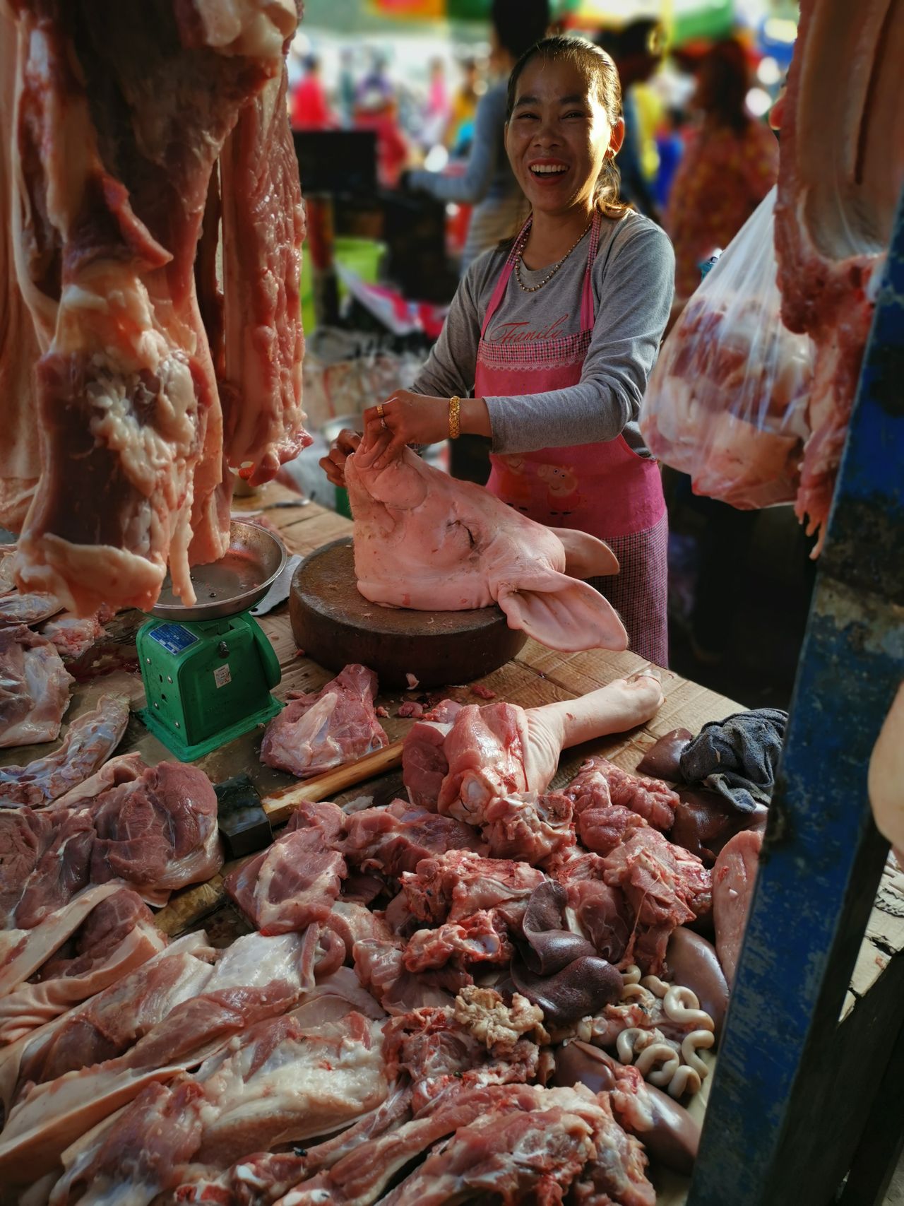 Vendor selling at a Cambodian market