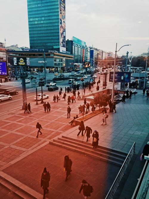 Free Vibrant Istanbul city life captured from above, showcasing the bustling streets and urban atmosphere. Stock Photo