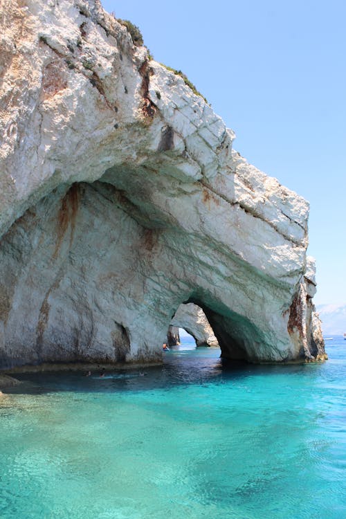 View of a Grotto in a Cliff on the Shore of an Island in Zakynthos, Greece