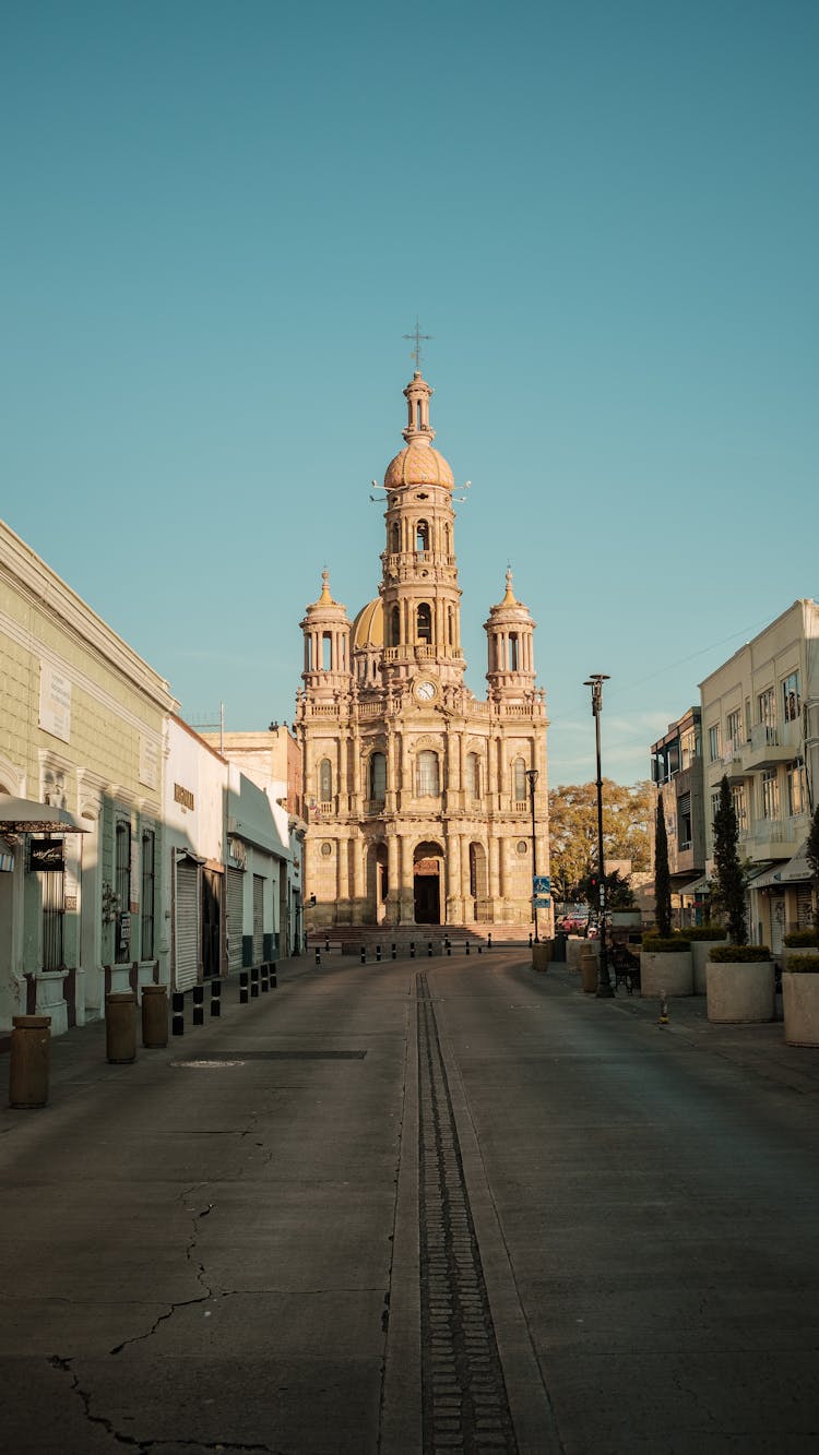 Clear Sky Over Cathedral In Town