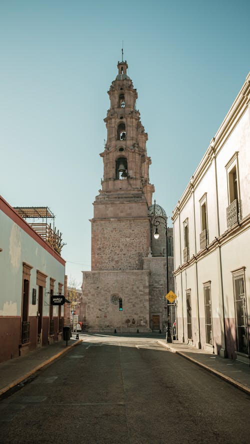 Side View with a Tower of the Cathedral Basilica of Our Lady of the Assumption in Aguascalientes, Mexico