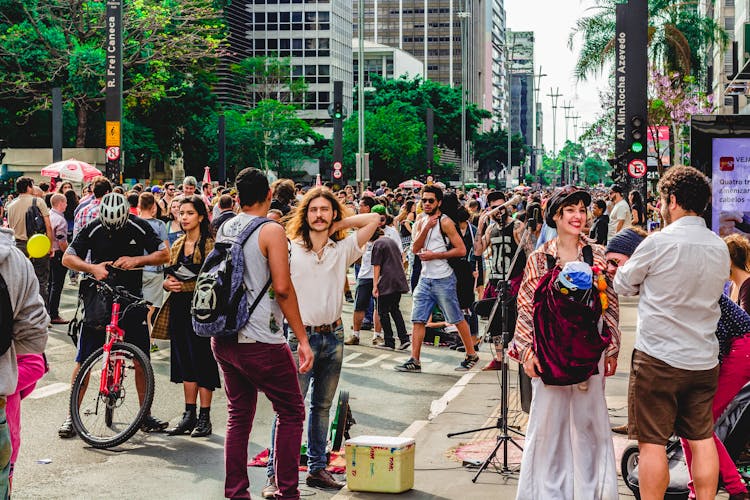 Crowd Of People On Street