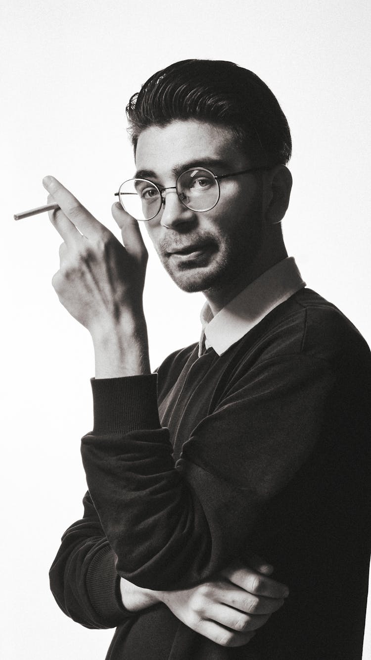 Portrait Of A Man Smoking A Cigarette