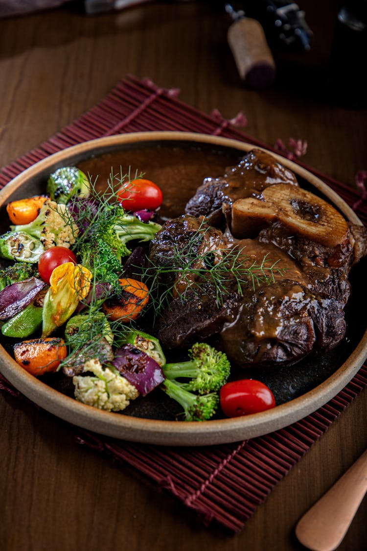 Meat And Vegetable Meal On Plate 