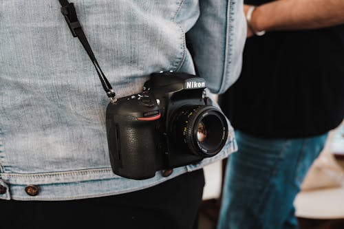 Man Holding a Camera on a String 