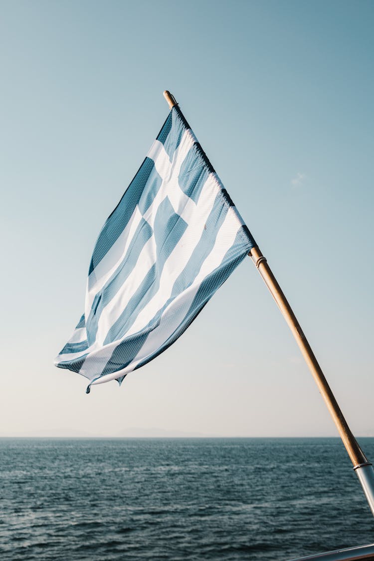 Greek Flag Under Clear Sky