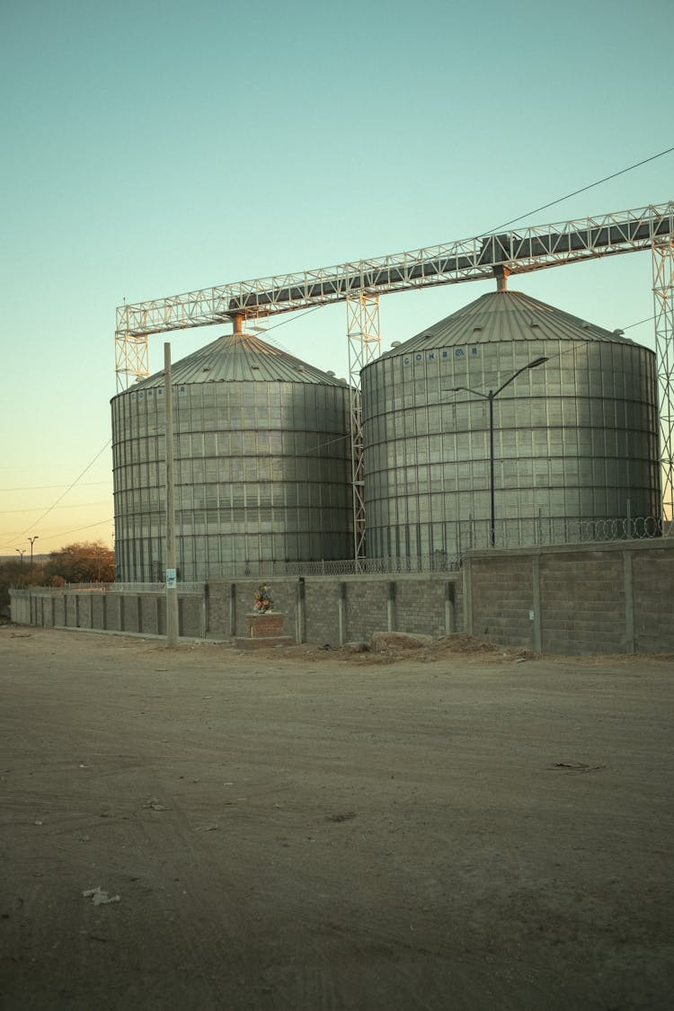 Clear Sky Over Silos