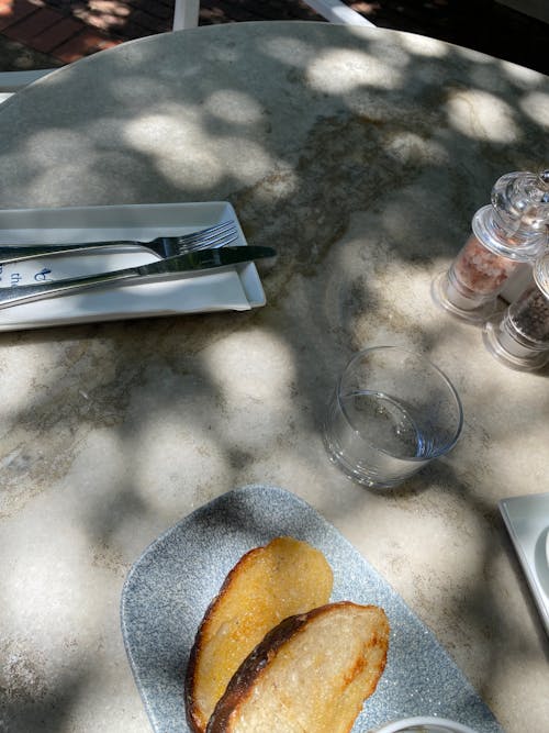 Free stock photo of bread, break, cafe table