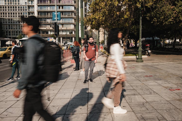 People Walking On City Street