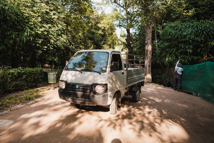 Truck And Man In Park