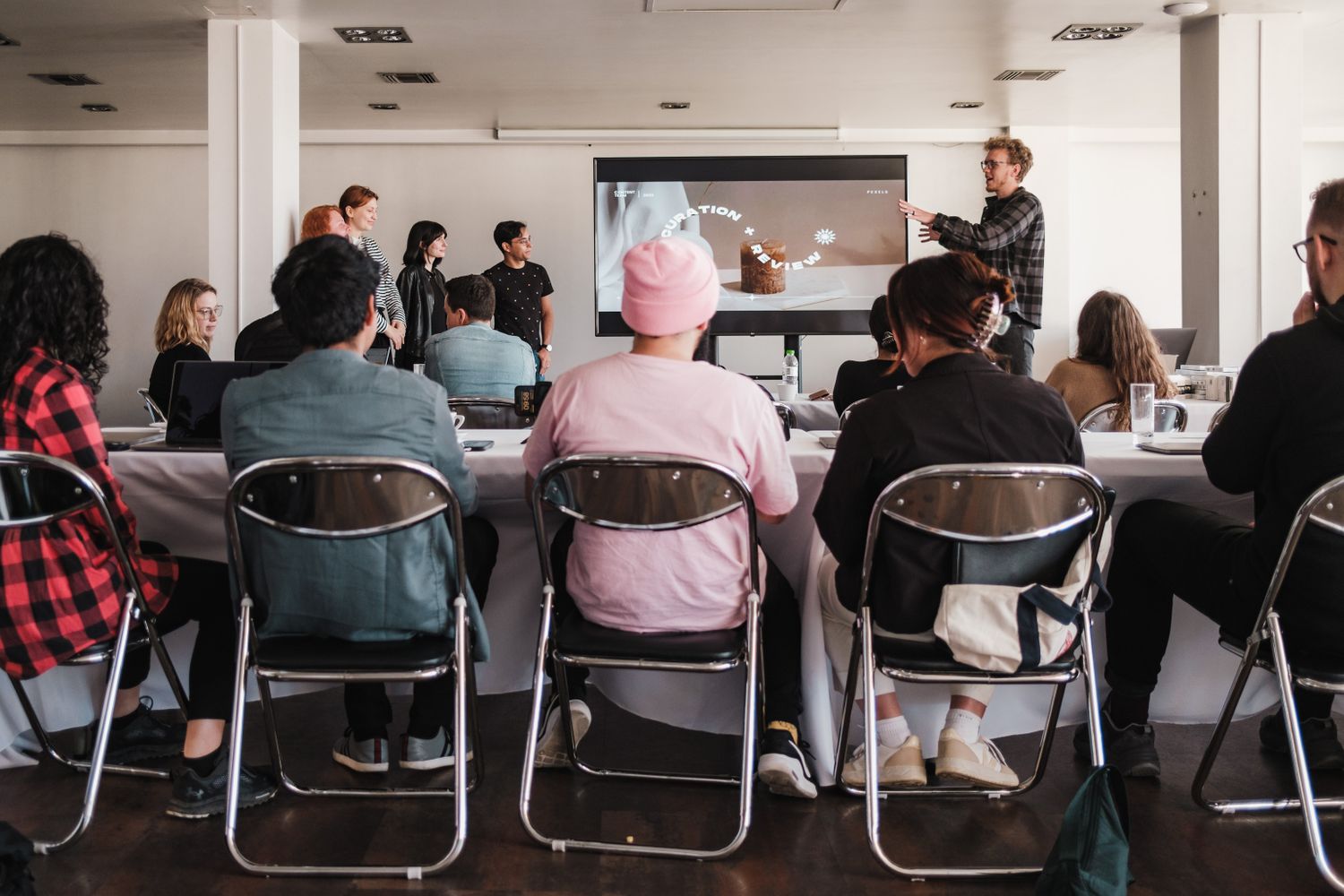 Professional leading a practical training presentation