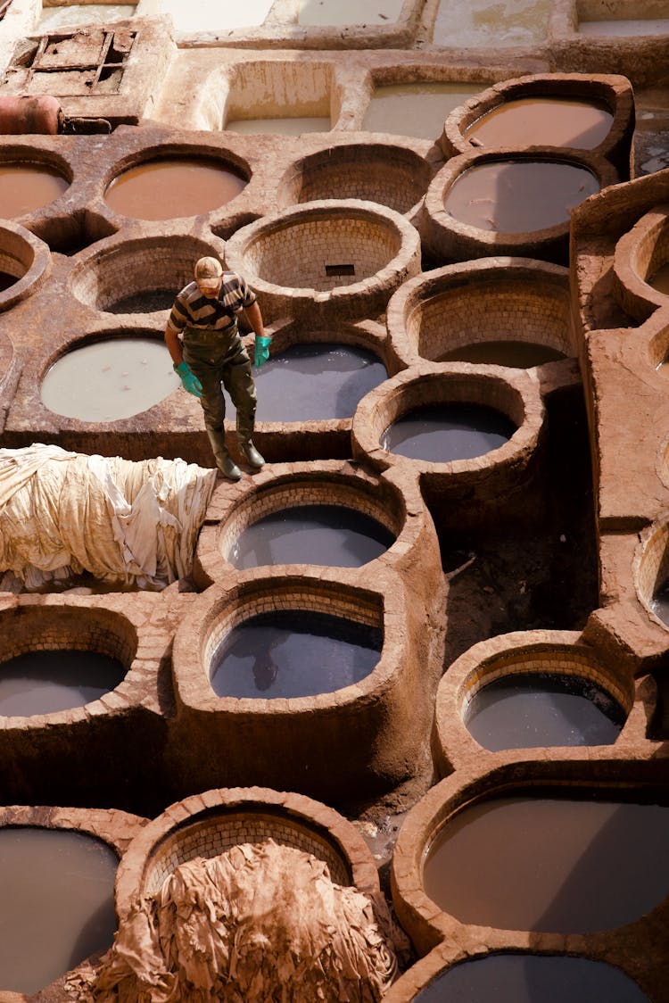 Man Among Water Wells