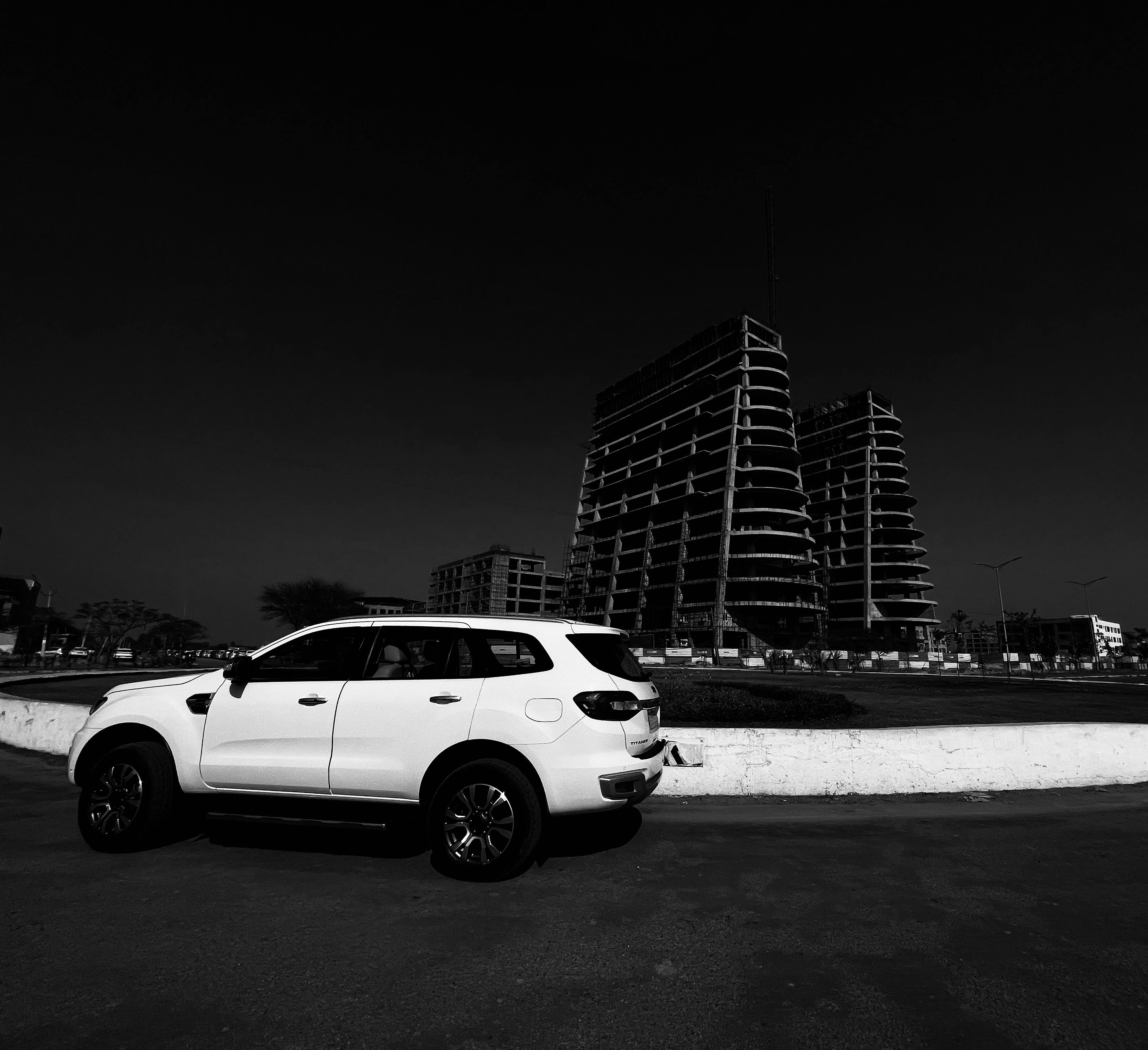 White Car On Roundabout Free Stock Photo white-car-on-roundabout-free-stock-photo