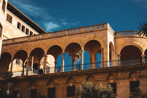 Palace Facade with Columns and Arches