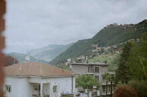 Scenic View of the houses in the Mountains