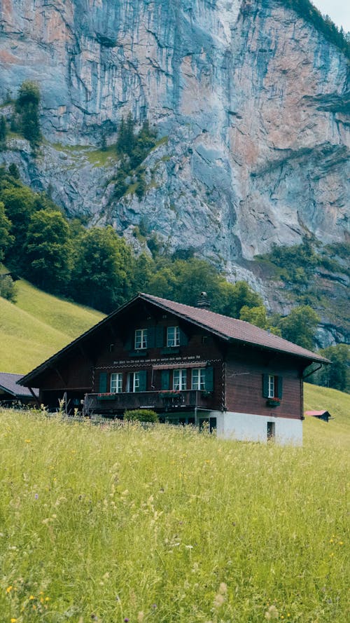 Wooden House near Rock Formation