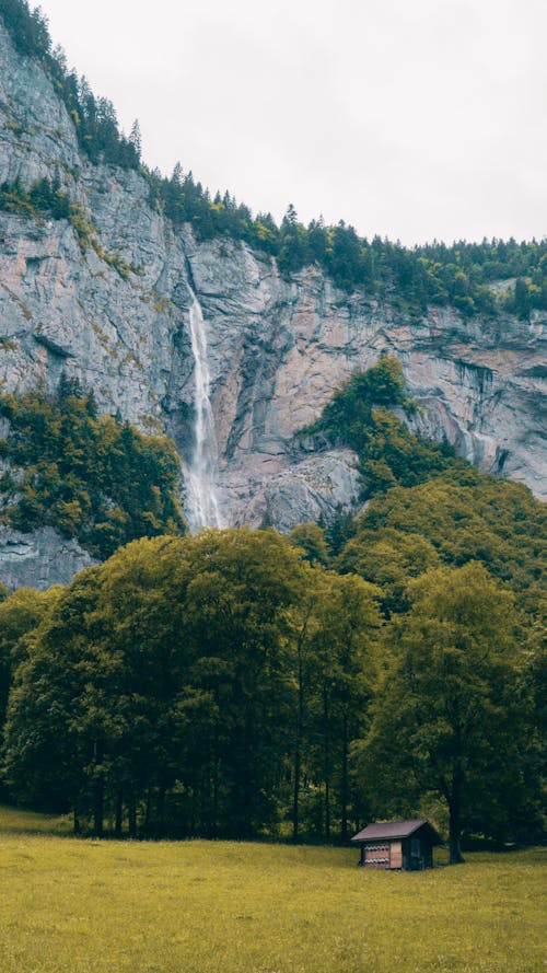 Rock Formation with Waterfall