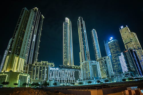 Illuminated Skyscrapers at Night