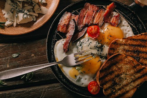 Free Toasts and Eggs on Plate Stock Photo