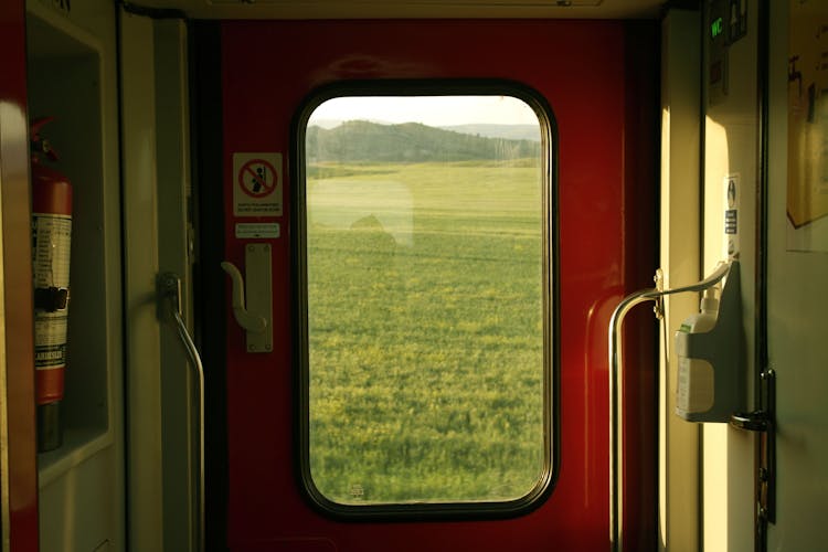 View Of Green Field From Train Window