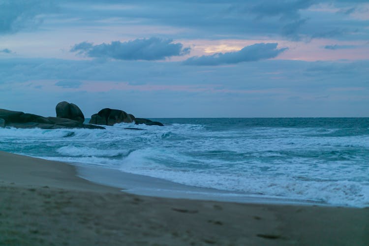 Sea Waves Crashing On The Shore