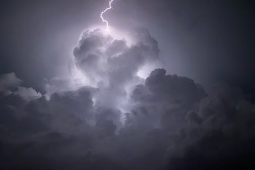 Lightning on the Cloudy Night Sky