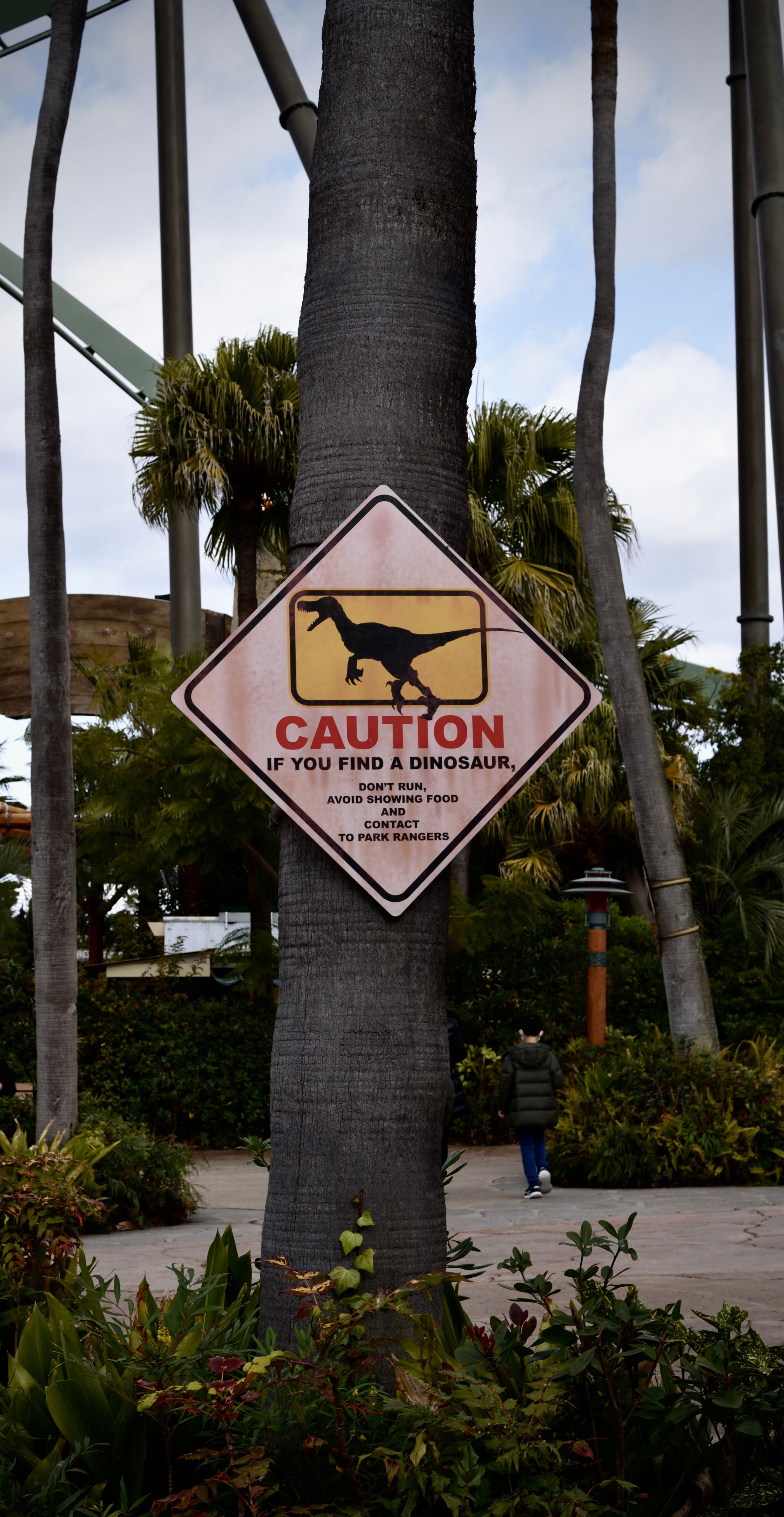 A Warning Sign Attached to a Tree Trunk in a Park · Free Stock Photo