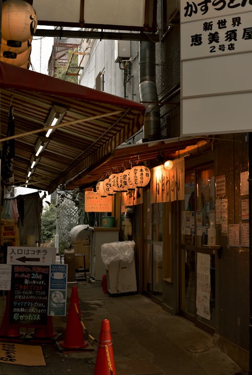 Traditional Lanterns Illuminating Store in City