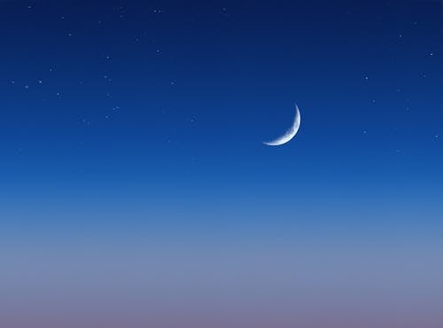 Crescent Moon in the Blue Night Sky