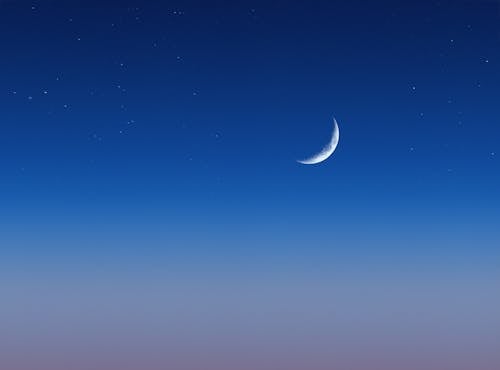 Crescent Moon in the Blue Night Sky