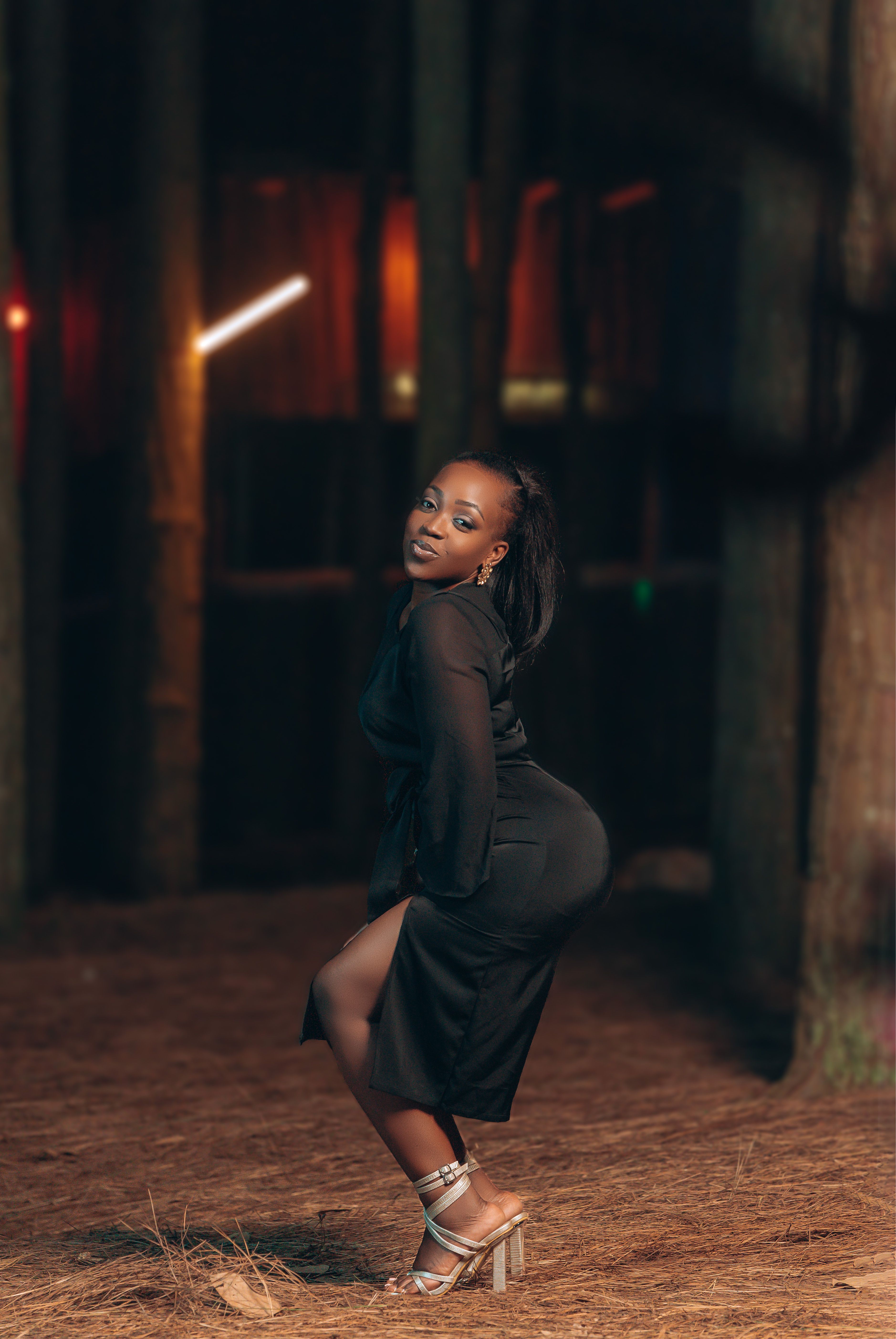 Sexy Woman in Dress Posing at Night Street · Free Stock Photo