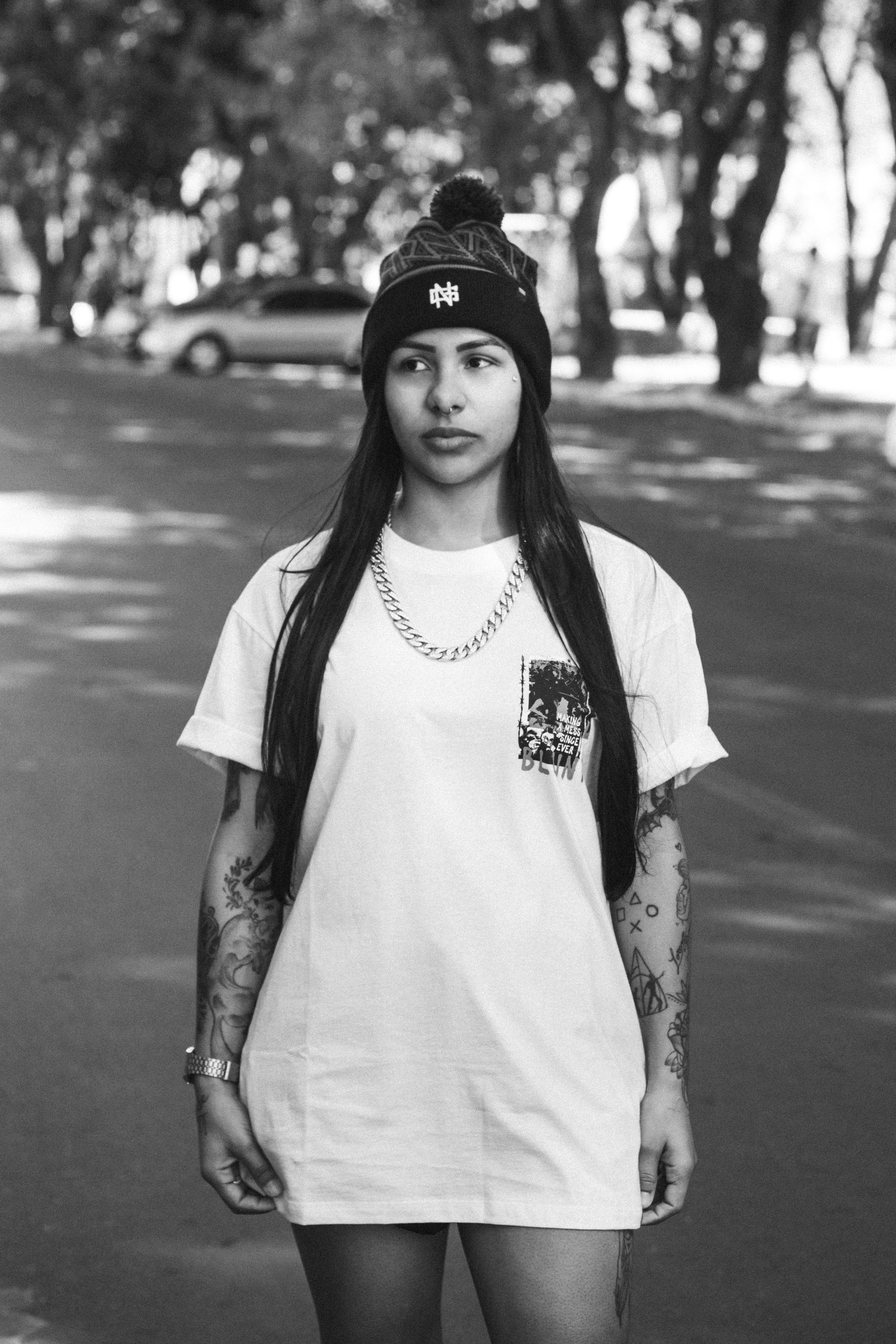 Black and White Portrait of a Young Woman in Bikini · Free Stock Photo