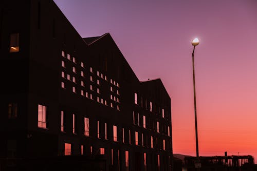 Red Sky over Building at Dusk