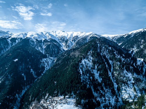 Aerial View of Snowcapped Mountains 