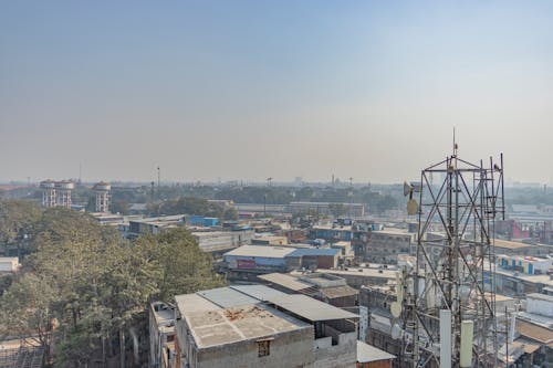 Panoramic View of New Delhi under Clear, Blue Sky, India