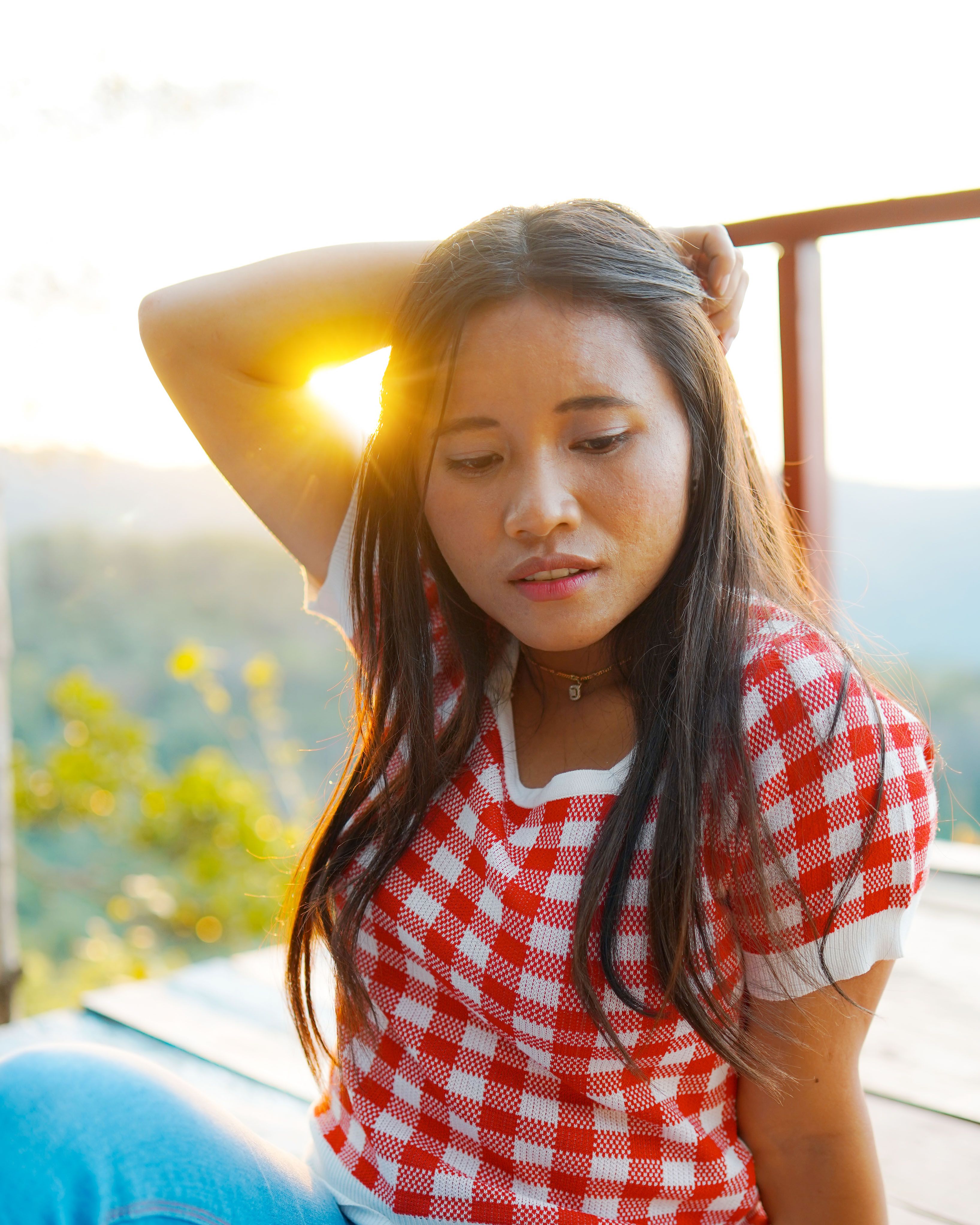 A Woman in Red and White Checkered Shirt · Free Stock Photo