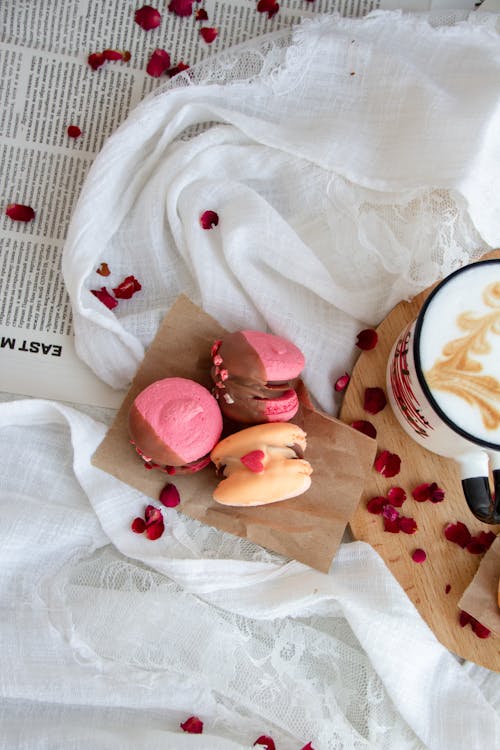 Delicious Macarons and Coffee Serving