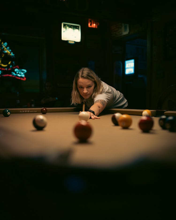 Woman Playing Billiard 