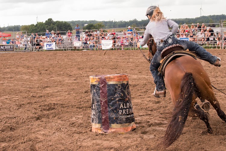 Woman Horse Rider On Racing