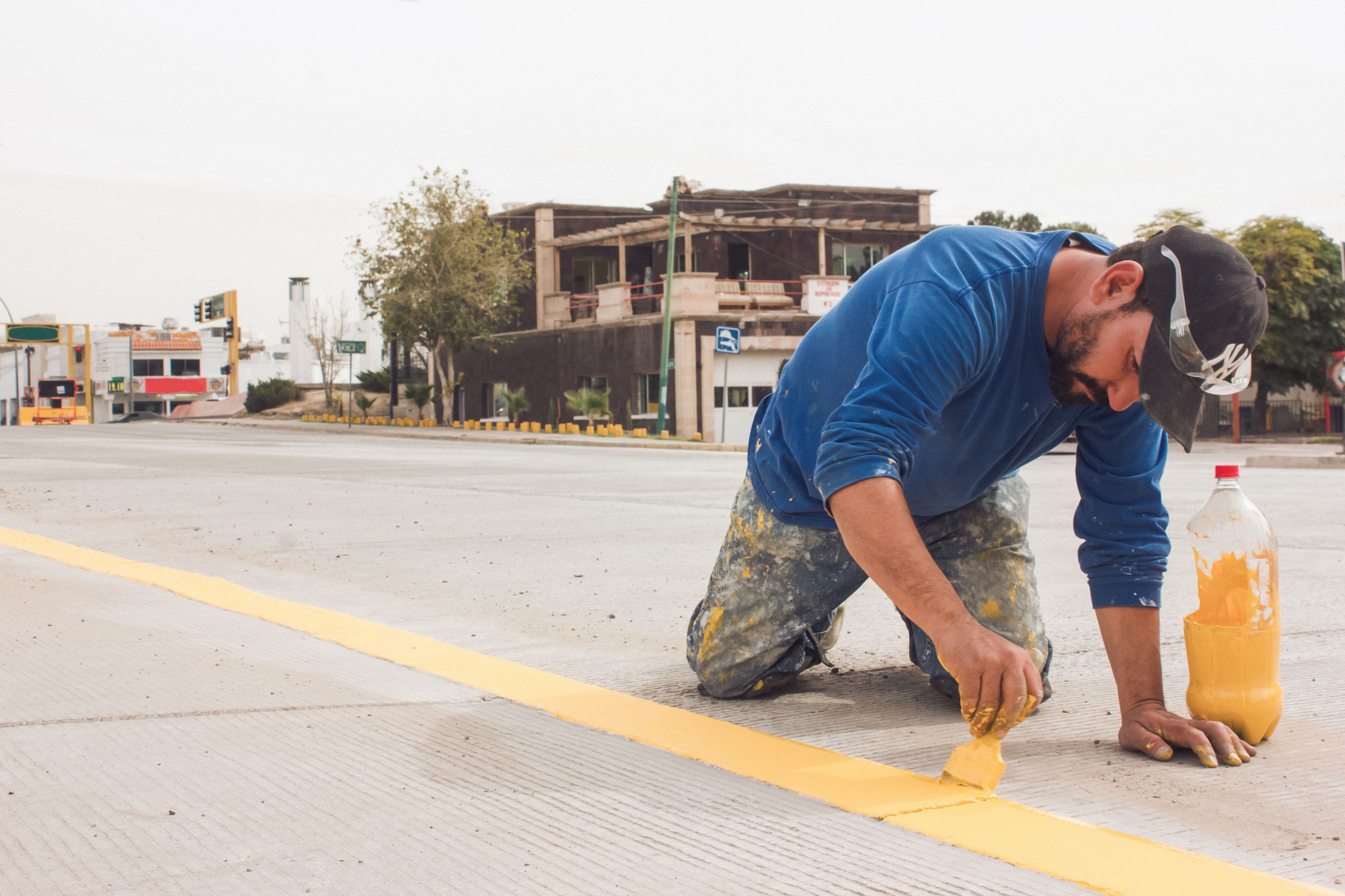 OB Roadmarking team working on road construction
