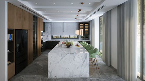Free Modern Minimalist Kitchen Interior Design Stock Photo